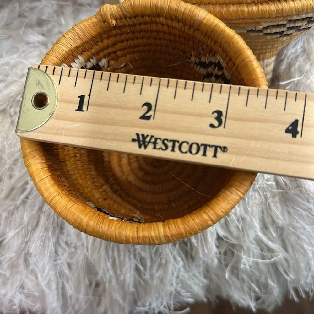 Small Boho Natural Woven Basket With Lid For Home Decor